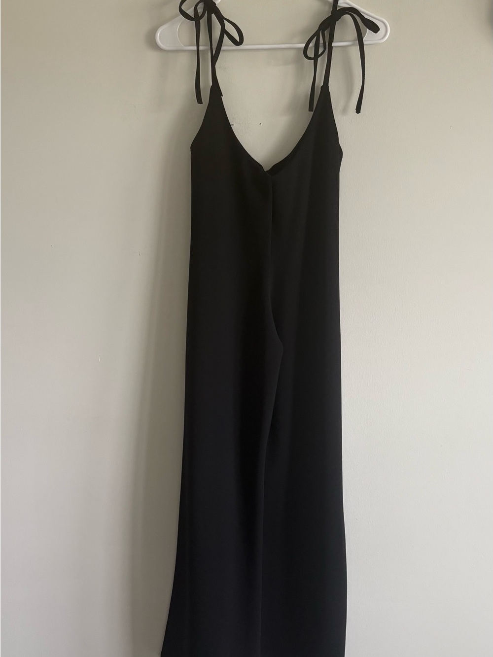 Black Tie-Shoulder V-Neck Jumpsuit